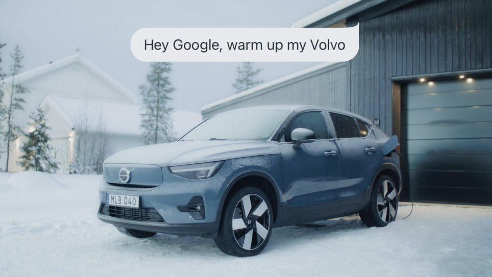 A Volvo with a Google command written above it