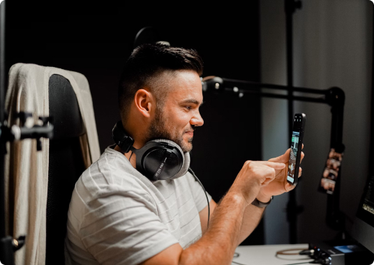 Content Creator on phone