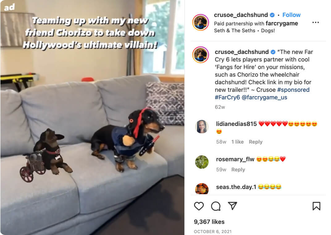 Crusoe the Dachshund creator collaboration with Far Cry 6