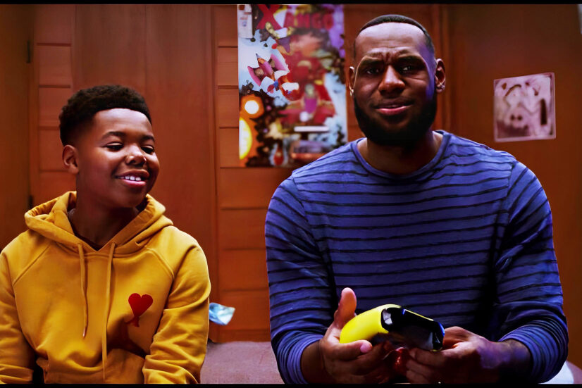 Dom and LeBron James gaming on an Xbox