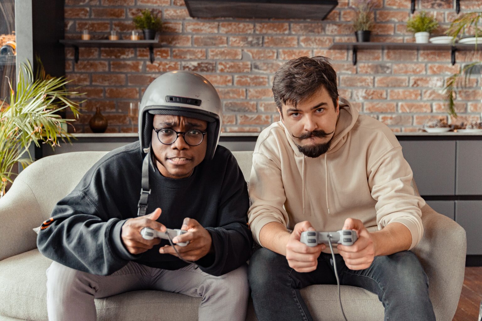 Two guys playing games