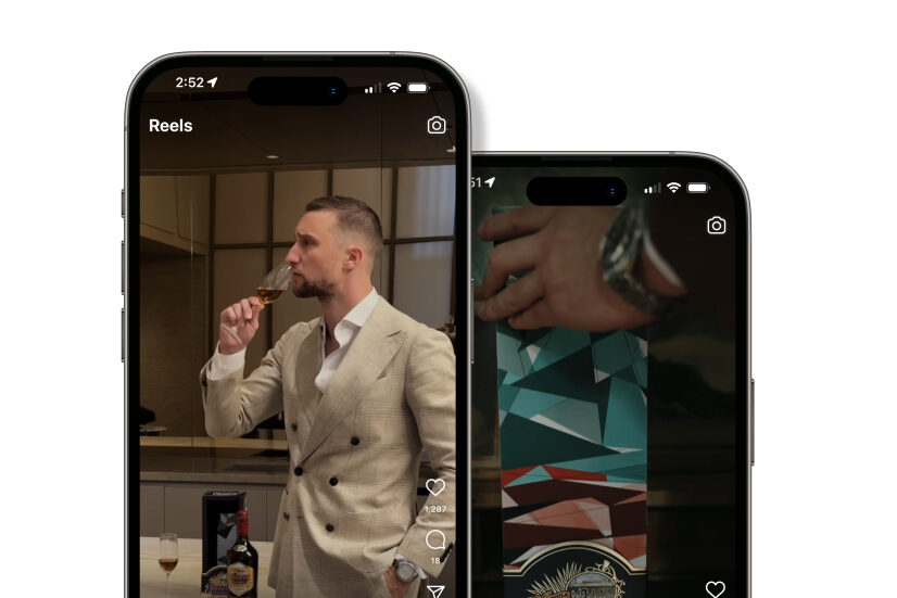Phone screen of guy drinking wine