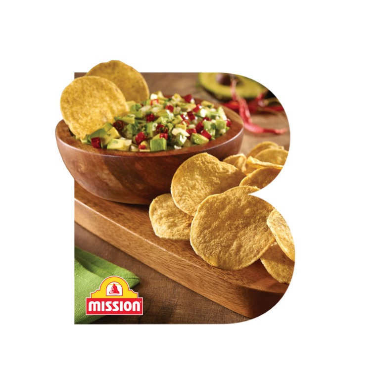CPG influencer marketing: A stylized uppercase B (BENlabs logo) with Mission Foods tortillas on a wooden serving board