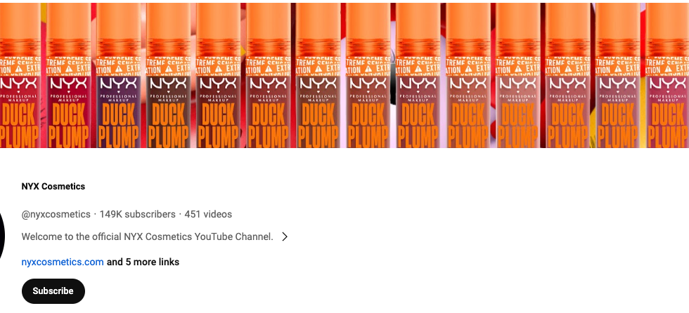 Nyx as example of YouTube channel branding