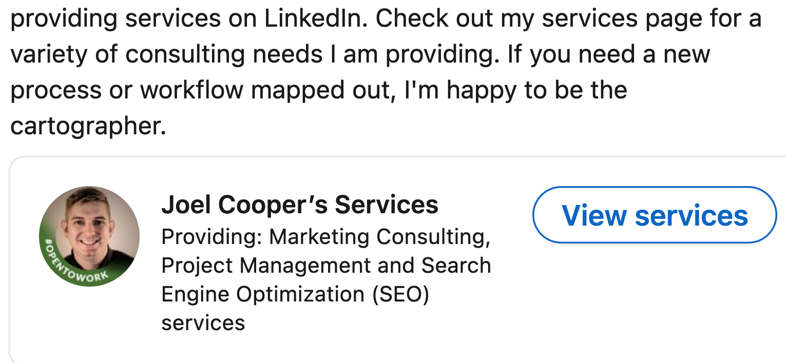 Linkedin services page examples